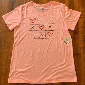 Love Always Wins Pink Short Sleeve Tee Medium NWT Valentines Day Soft Holiday